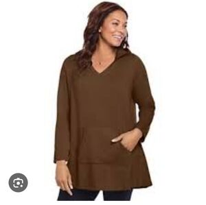 Croft & Barrow Brown Hooded Oversized Sweater Swim Coverup Travel Yoga Lounge
